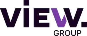 VIEWS Group logotyp i mörk bakgrund med texten VIEWS GROUP.